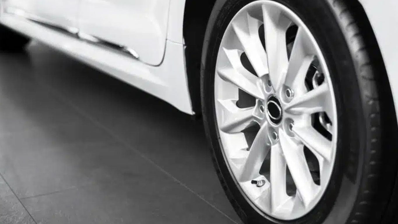 close up of a tire on a car